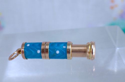 ANTIQUE VICTORIAN 9CT GOLD ENAMELLED MINIATURE PENCIL - ADDITIONAL PHOTO 1