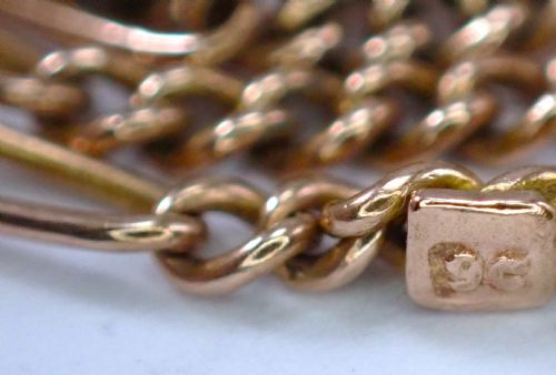 ANTIQUE 9CT ROSE GOLD FIGARO LINK 17 INCHES CHAIN - ADDITIONAL PHOTO 2
