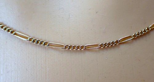 ANTIQUE 9CT ROSE GOLD FIGARO LINK 17 INCHES CHAIN - ADDITIONAL PHOTO 3