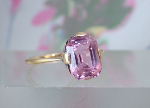 ART DECO 9CT YELLOW GOLD PINK TOURMALINE RING - ADDITIONAL PHOTO 1