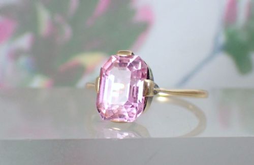 ART DECO 9CT YELLOW GOLD PINK TOURMALINE RING - ADDITIONAL PHOTO 2