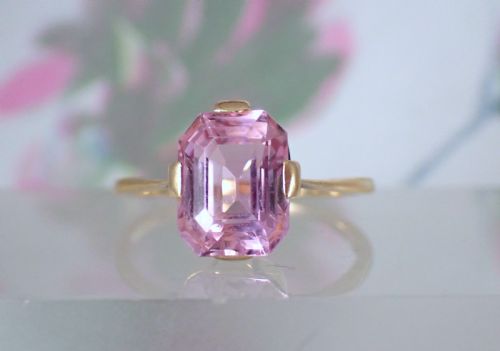 ART DECO 9CT YELLOW GOLD PINK TOURMALINE RING - ADDITIONAL PHOTO 3