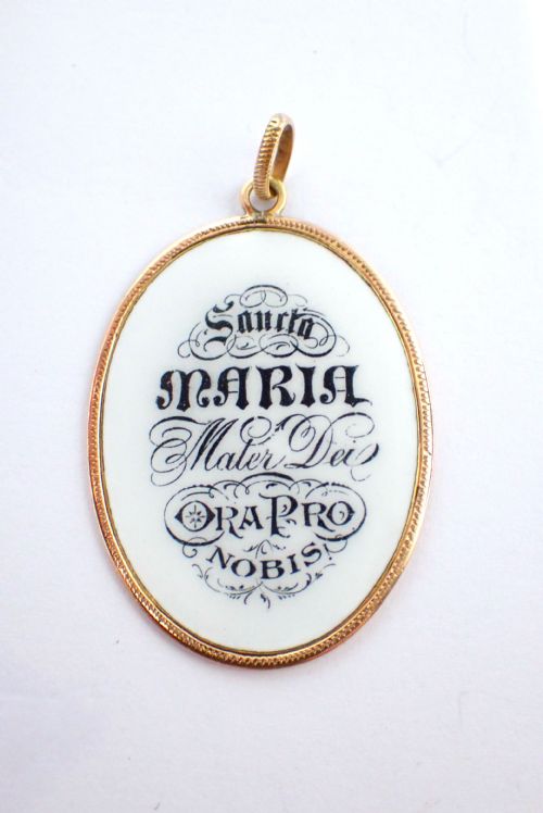ANTIQUE EDWARDIAN ARTS AND CRAFTS MADONNA AND CHILD ENAMEL PENDANT MARY AND JESUS PENDANT - ADDITIONAL PHOTO 3