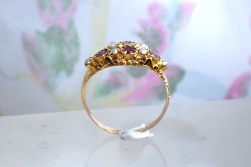ANTIQUE GEORGIAN VICTORIAN 9CT GOLD ALMANDINE GARNET AND PEARL RING - ADDITIONAL PHOTO 3