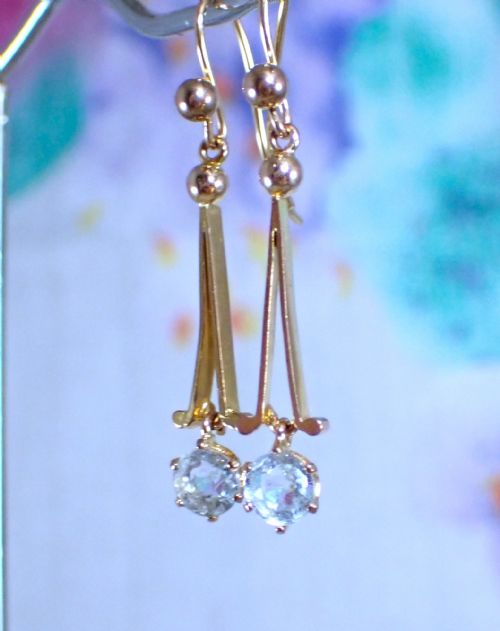 RESERVED FOR LINDA ANTIQUE EDWARDIAN 9 CT GOLD AQUAMARINE DROP EARRINGS - ADDITIONAL PHOTO 1