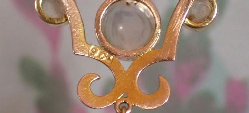 RESERVED FOR LORRAINEANTIQUE EDWARDIAN GOLD MOONSTONE PENDANT - ADDITIONAL PHOTO 5