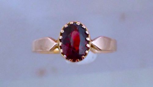 antique edwardian 9ct rose gold garnet ring - CATEGORY: ANTIQUE JEWELLERY - DATED 1910