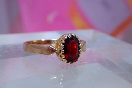 ANTIQUE EDWARDIAN 9CT ROSE GOLD GARNET RING - ADDITIONAL PHOTO 3