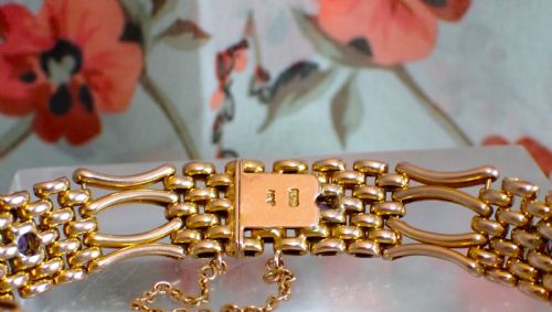 RESERVED FOR CLIVEANTIQUE VICTORIAN 9CT GOLD AMETHYST AND PEARL GATE BRACELET - ADDITIONAL PHOTO 4