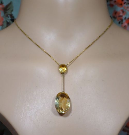 ANTIQUE EDWARDIAN 1910S 9CT ROSE GOLD LARGE CITRINE PENDANT - ADDITIONAL PHOTO 2