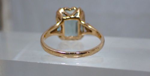 MIDCENTURY VINTAGE AQUAMARINE 9CT YELLOW GOLD RING - ADDITIONAL PHOTO 3