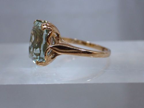 MIDCENTURY VINTAGE AQUAMARINE 9CT YELLOW GOLD RING - ADDITIONAL PHOTO 6