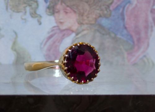 ANTIQUE EDWARDIAN 9CT YELLOW GOLD ALMANDINE GARNET RING - ADDITIONAL PHOTO 1