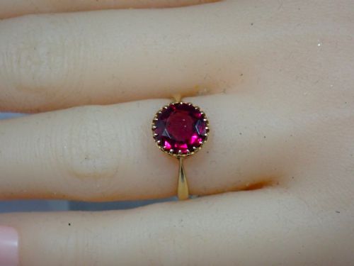 ANTIQUE EDWARDIAN 9CT YELLOW GOLD ALMANDINE GARNET RING - ADDITIONAL PHOTO 4