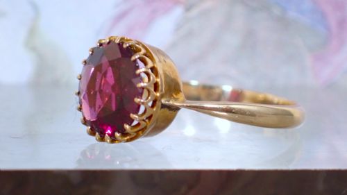 ANTIQUE EDWARDIAN 9CT YELLOW GOLD ALMANDINE GARNET RING - ADDITIONAL PHOTO 7