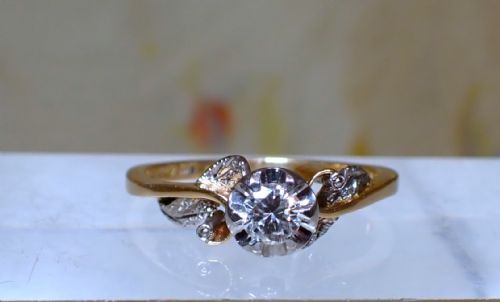 VINTAGE 18 CT YELLOW GOLD BRILLIANT CUT DIAMOND SOLITAIRE RING - ADDITIONAL PHOTO 3
