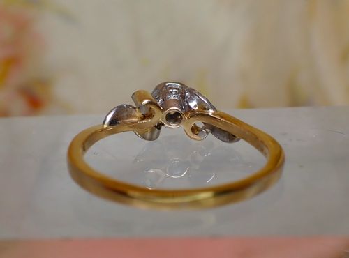 VINTAGE 18 CT YELLOW GOLD BRILLIANT CUT DIAMOND SOLITAIRE RING - ADDITIONAL PHOTO 4