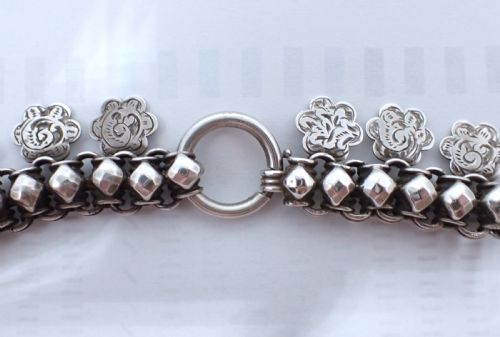 ANTIQUE VICTORIAN SILVER 16 INCHES COLLAR CHOKER CHAIN - ADDITIONAL PHOTO 1