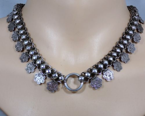 ANTIQUE VICTORIAN SILVER 16 INCHES COLLAR CHOKER CHAIN - ADDITIONAL PHOTO 3
