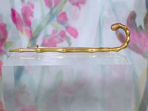 ANTIQUE EDWARDIAN 15CT YELLOW GOLD WALKING STICK BROOCH