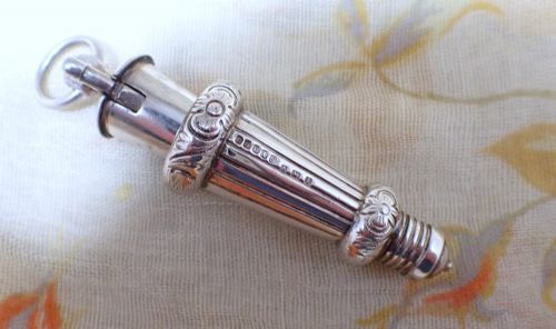 ANTIQUE EDWARDIAN SILVER WHISTLE PENDANT WITH IT'S SILVER CASE - ADDITIONAL PHOTO 2