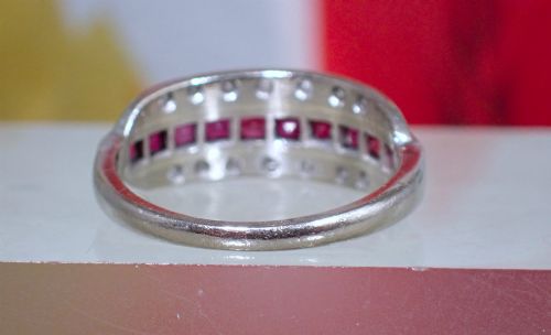 ANTIQUE ART DECO 18CT AND PLATINUM RUBY AND DIAMOND RING - ADDITIONAL PHOTO 4