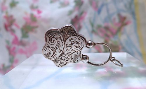 ANTIQUE VICTORIAN SCOTTISH STERLING SILVER AND AGATE FLOWER SHAPE PADLOCK - ADDITIONAL PHOTO 4