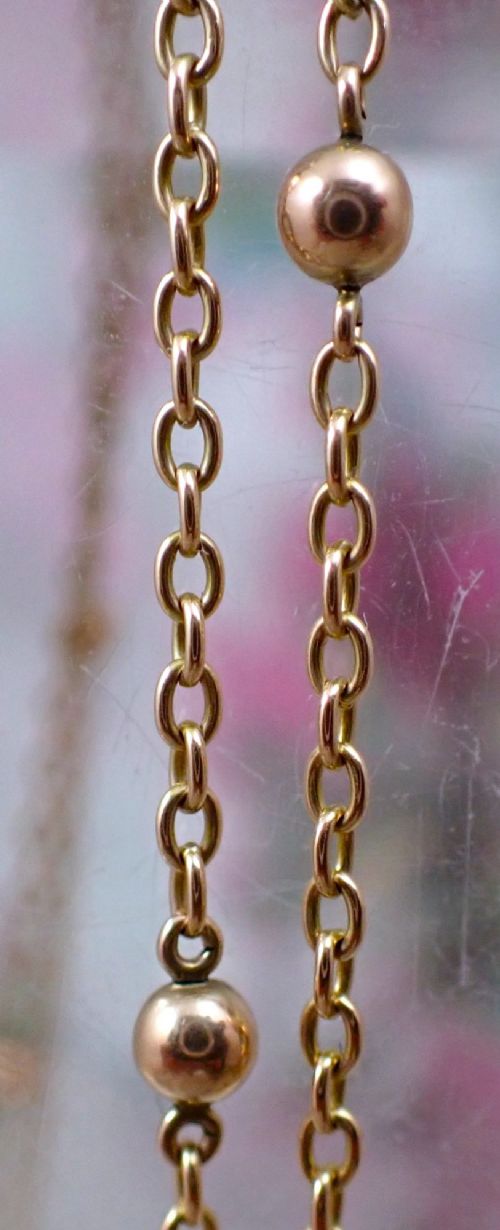 ANTIQUE EDWARDIAN 15CT GOLD 63 INCHES GUARD CHAIN - ADDITIONAL PHOTO 2
