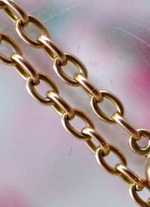 ANTIQUE EDWARDIAN 15CT GOLD 63 INCHES GUARD CHAIN - ADDITIONAL PHOTO 6