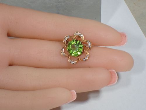 ANTIQUE EDWARDIAN PERIDOT AND PEARL 9CT GOLD BROOCH PENDANT - ADDITIONAL PHOTO 1