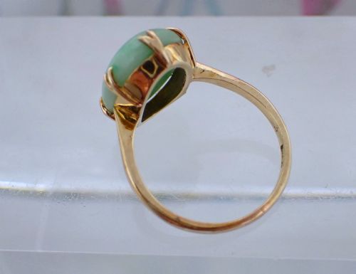 ART DECO 18CT YELLOW GOLD NATURAL JADEITEJADE RING - ADDITIONAL PHOTO 6