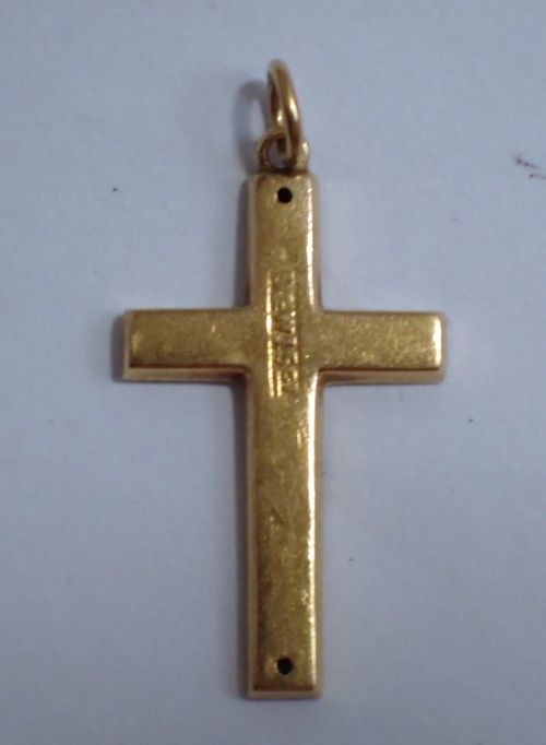 ANTIQUE VICTORIAN 15CT GOLD ENGRAVED CROSS - ADDITIONAL PHOTO 2