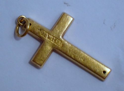 ANTIQUE VICTORIAN 15CT GOLD ENGRAVED CROSS - ADDITIONAL PHOTO 4