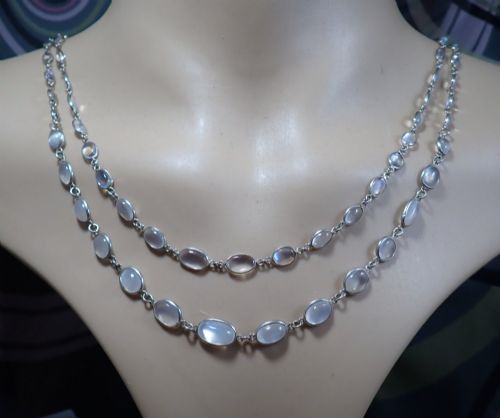 Antique Arts and Crafts Sterling Silver Moonstone Necklace