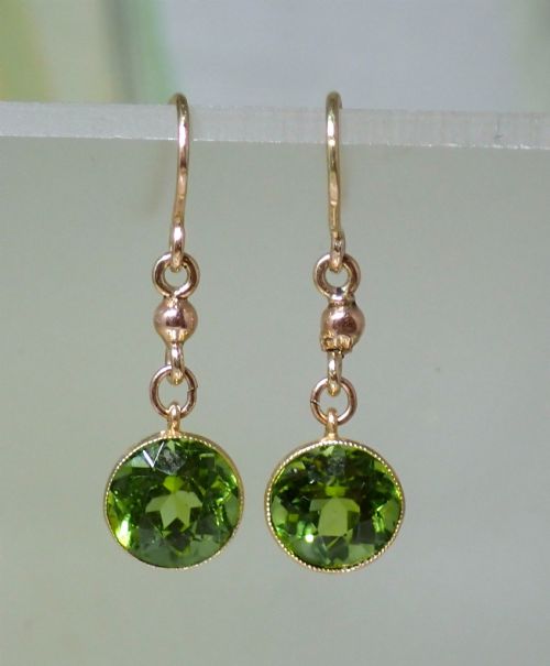 Antique Edwardian 15ct Gold Peridot Drop Earrings