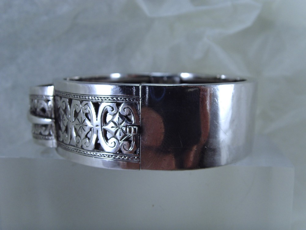 Antique Victorian aesthetic movement silver buckle bangle View III