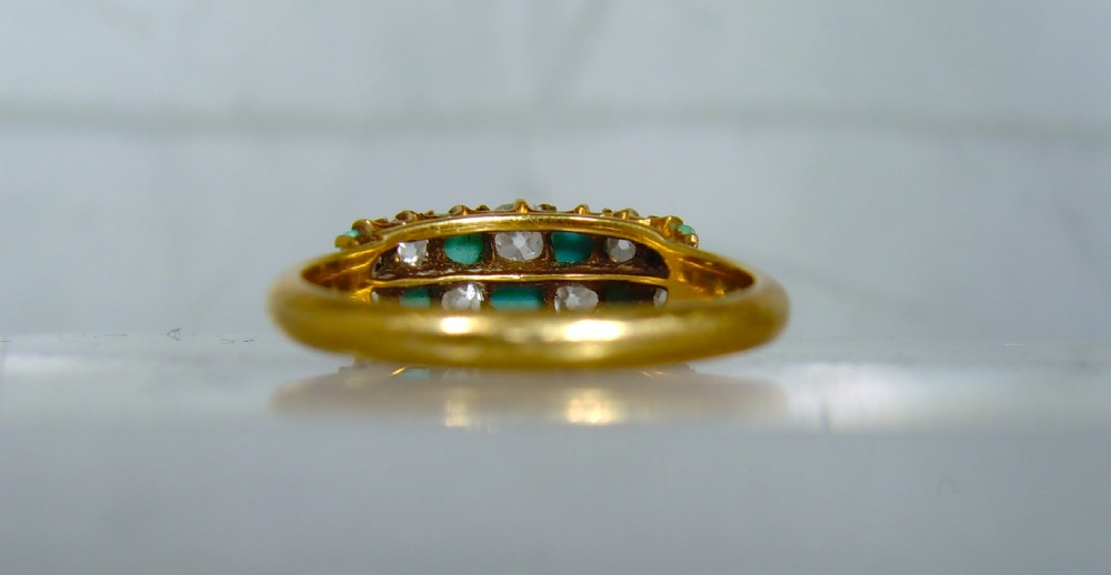 Antique Victorian Turquoise Diamond Double boat Ring View VII