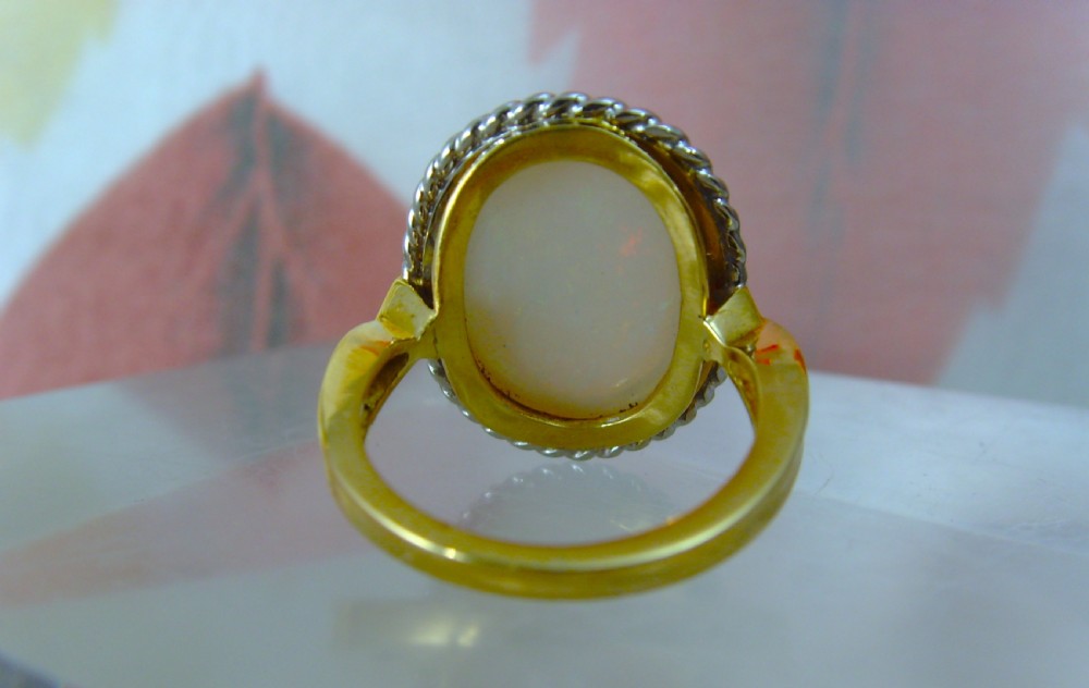 Reserved for Caroline / Vintage mid-century 18k yellow gold large 9.5 ct natural Opal Ring View VII