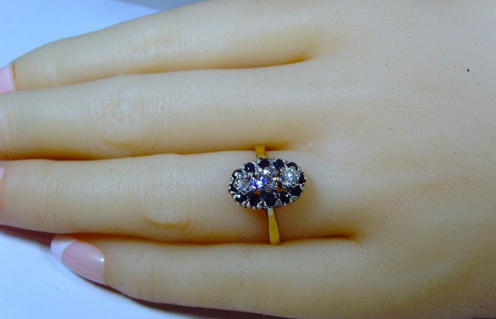 Reserved Raqual/ A Mid Century 18ct yellow gold and platinum Diamond & Sapphire Ring View VI