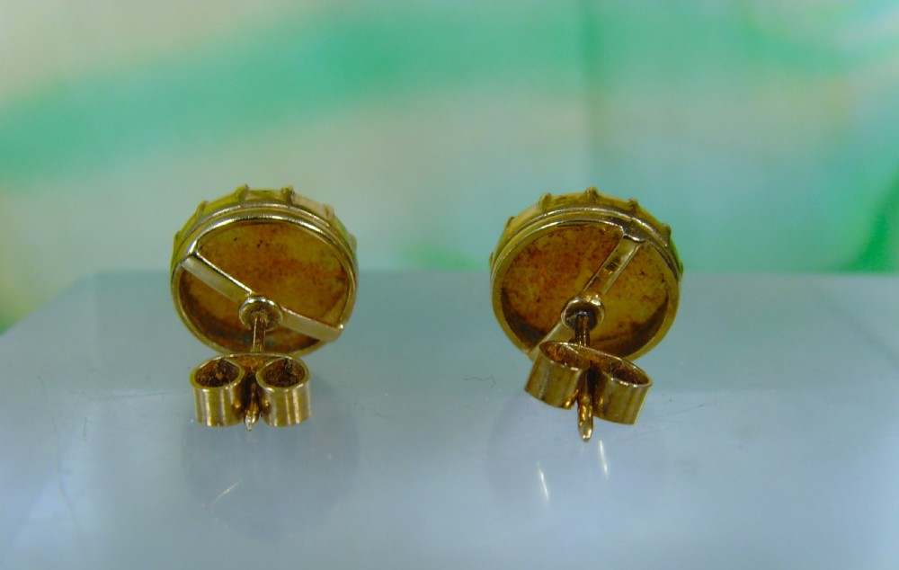 Antique Edwardian 9ct gold natural Opal Stud Earrings View VI