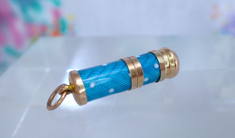 Antique Victorian 9ct gold enamelled miniature pencil
