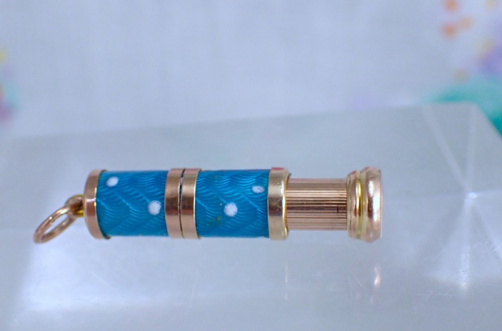 Antique Victorian 9ct gold enamelled miniature pencil View II