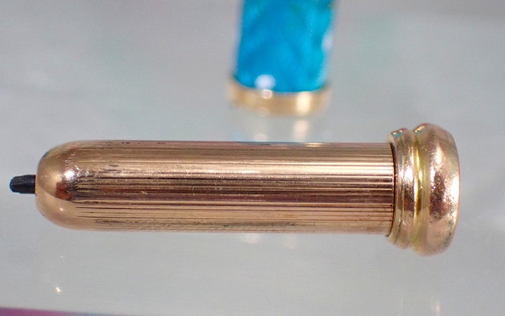 Antique Victorian 9ct gold enamelled miniature pencil View IV
