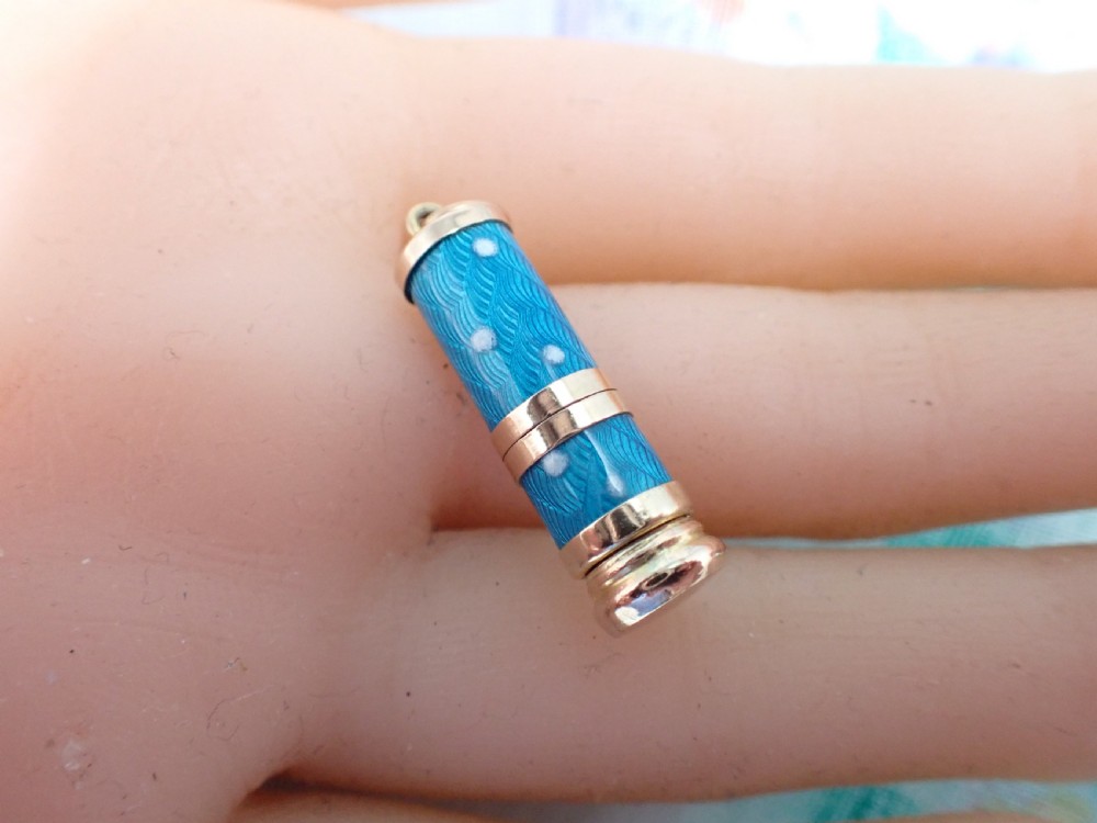 Antique Victorian 9ct gold enamelled miniature pencil View VIII