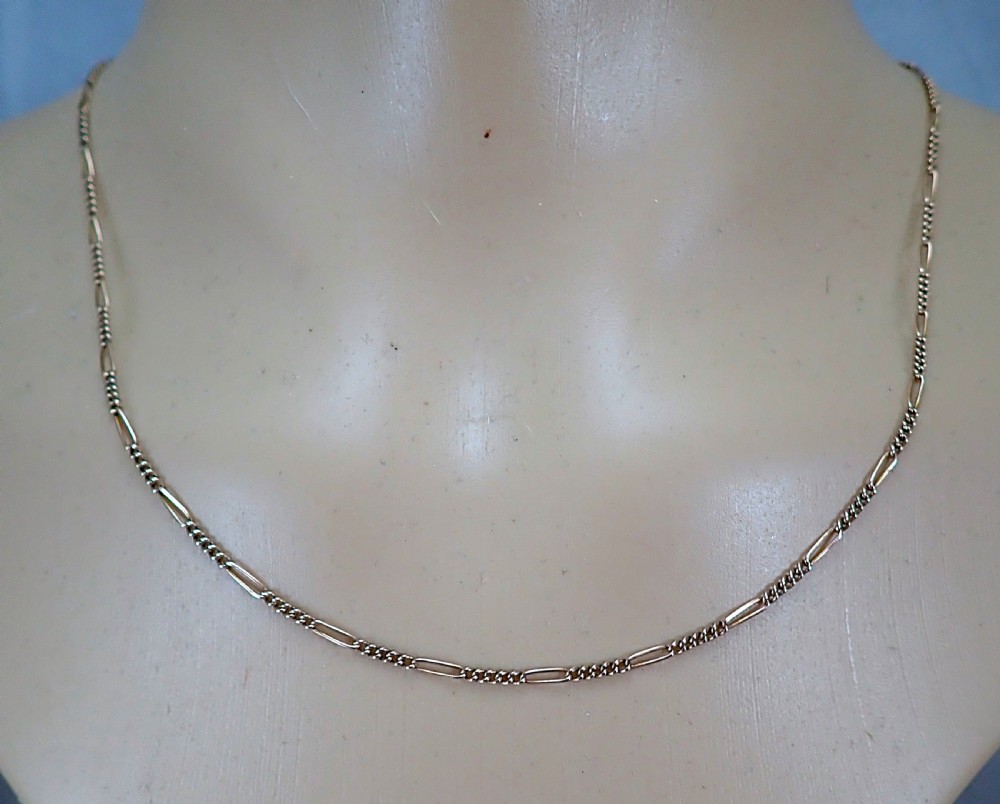 Antique  9ct rose gold Figaro link 17 inches chain View II