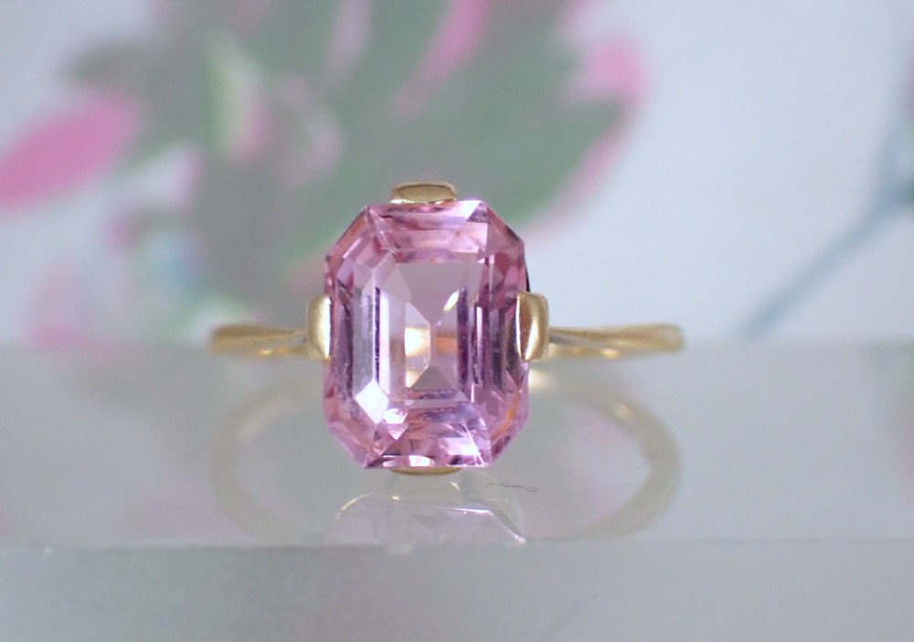 Art Deco 9ct yellow gold Pink Tourmaline ring View IV