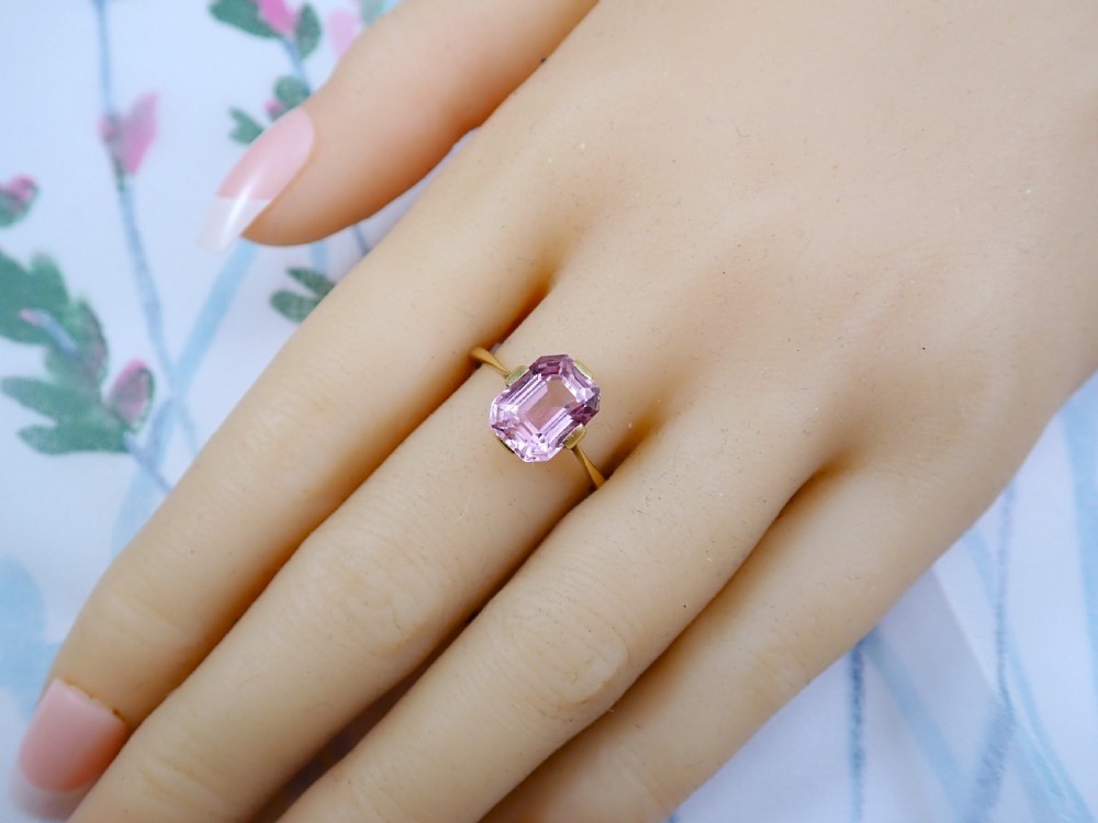 Art Deco 9ct yellow gold Pink Tourmaline ring View V