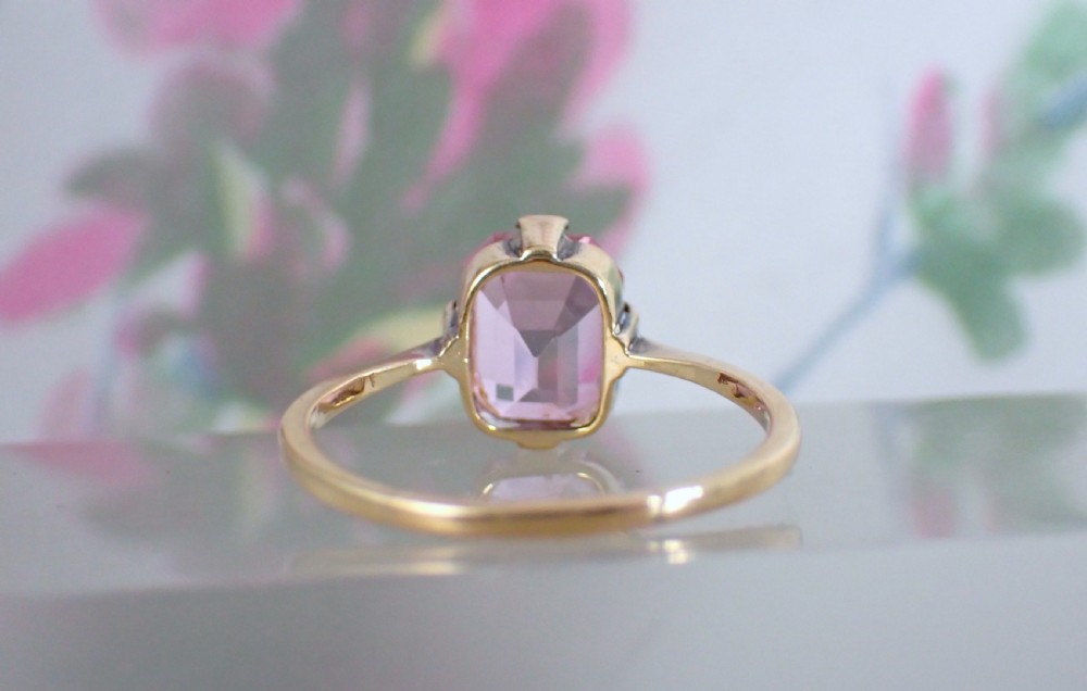 Art Deco 9ct yellow gold Pink Tourmaline ring View VI