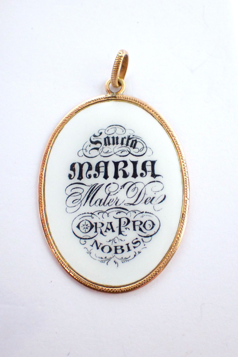 Antique Edwardian Arts and crafts Madonna and child enamel pendant / Mary and Jesus pendant View IV