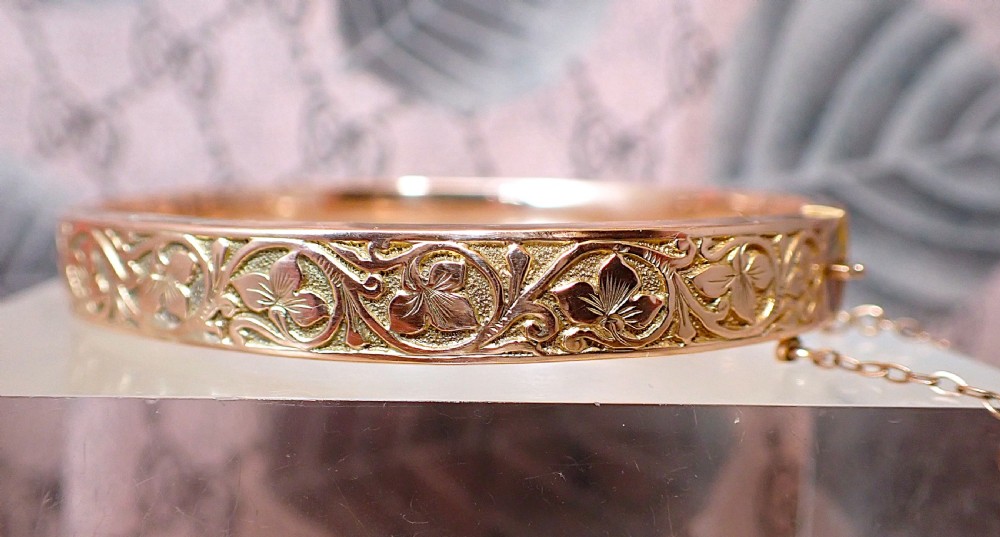 Antique Edwardian 9ct rose and yellow gold bangle View II